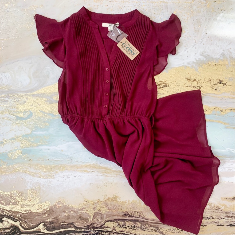 Boho Maroon Fit & Flare Dress